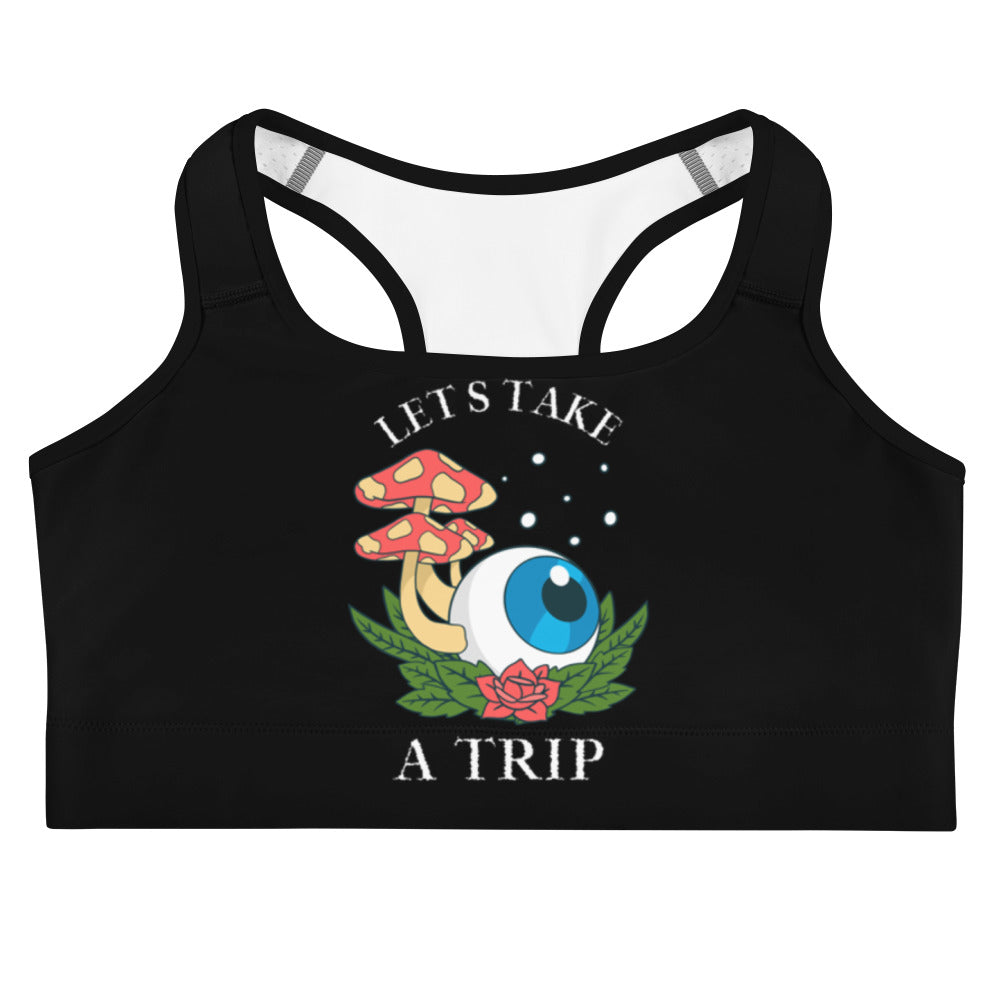 Let's Take A Trip - Shrooms & Eyeballs Graphic Custom Sports bra
