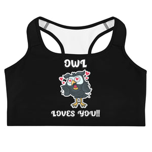 Owl Loves You - Owl In Hearts Graphic Custom Sports bra