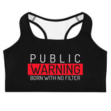 Warning Label Sports bra - Born With No Filter