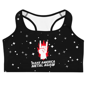 Heavy Metal Sports bra - Make America Metal Again - Devil Horns Graphic