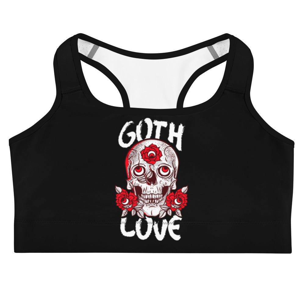Goth Love Sports bra - Skull & Roses Graphic