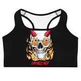 Flaming Skull w/Attitude Custom Sports bra