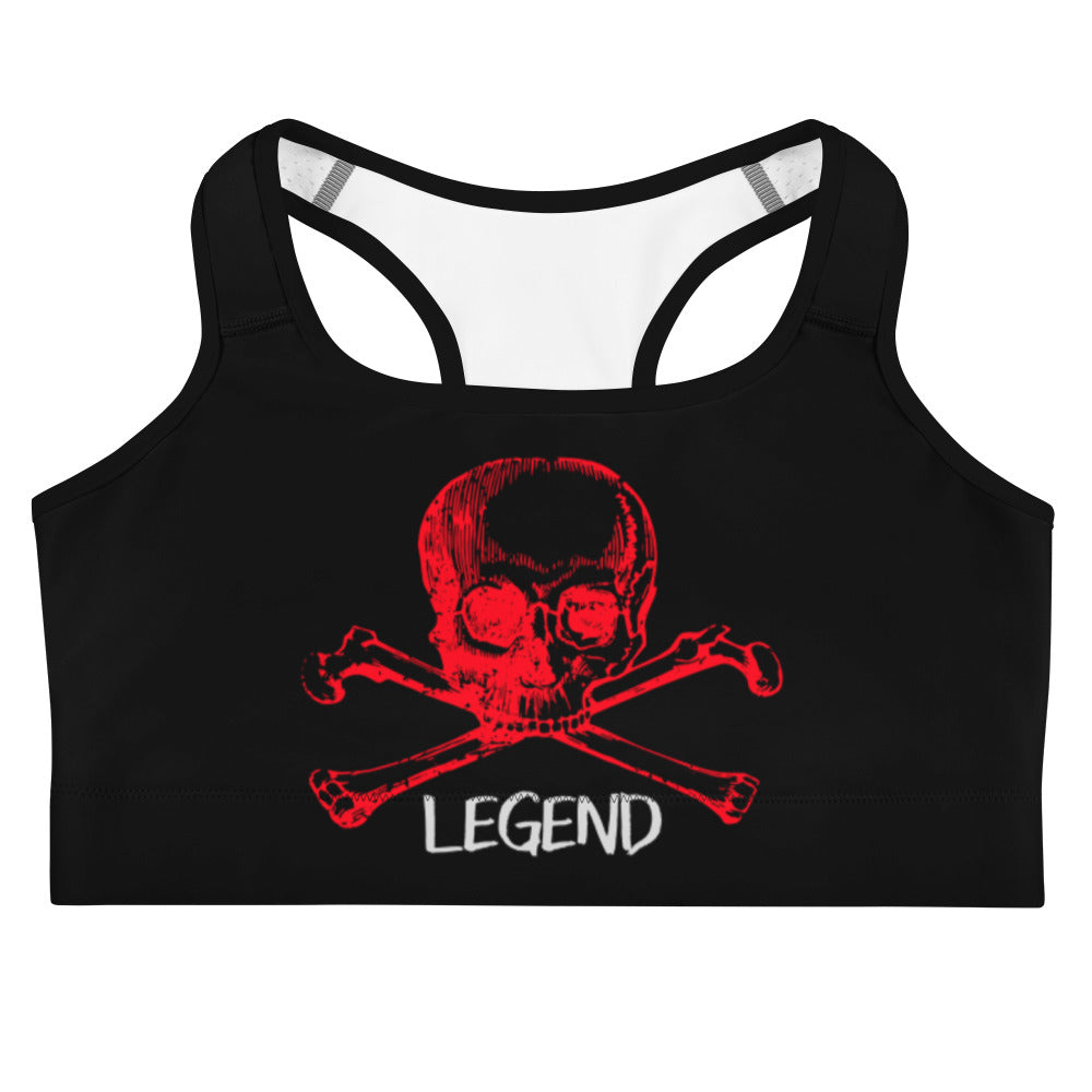 Legend Blood Red Skull & Crossbones Custom Sports bra