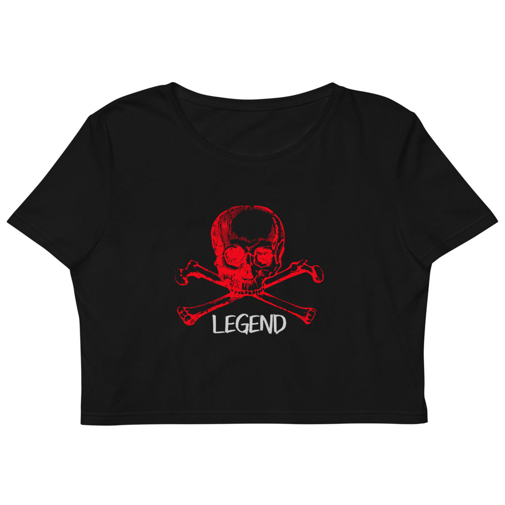 Legend Blood Red Skull & Crossbones Custom Organic Crop Top