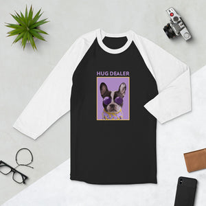 Hug Dealer - Cute Puppy Graphic Custom 3/4 sleeve raglan shirt
