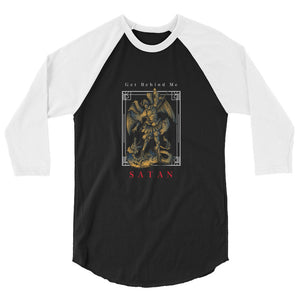Get Behind Me Satan - Angel Slaying Dragon Graphic 3/4 sleeve raglan shirt