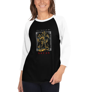 Get Behind Me Satan - Angel Slaying Dragon Graphic 3/4 sleeve raglan shirt