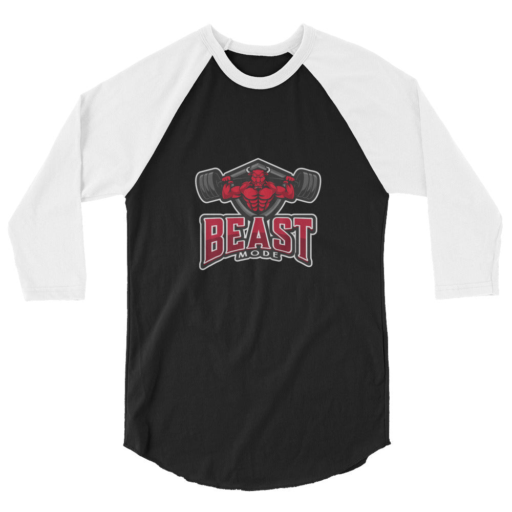 Beast Mode - Beast Pumping Iron Graphic Custom 3/4 sleeve raglan shirt