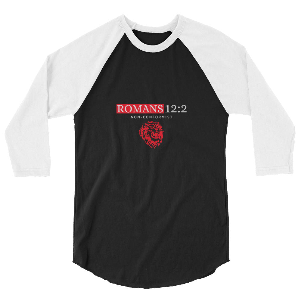 Romans 12:2 - Non Conformist - Lion Graphic Custom 3/4 sleeve raglan shirt