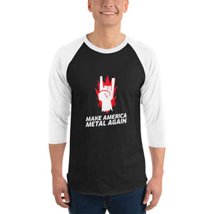 Make America Metal Again - Devil Horns Graphic 3/4 sleeve raglan shirt