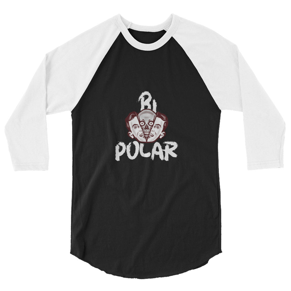 Bi- Polar Split Head Graphic Custom 3/4 sleeve raglan shirt