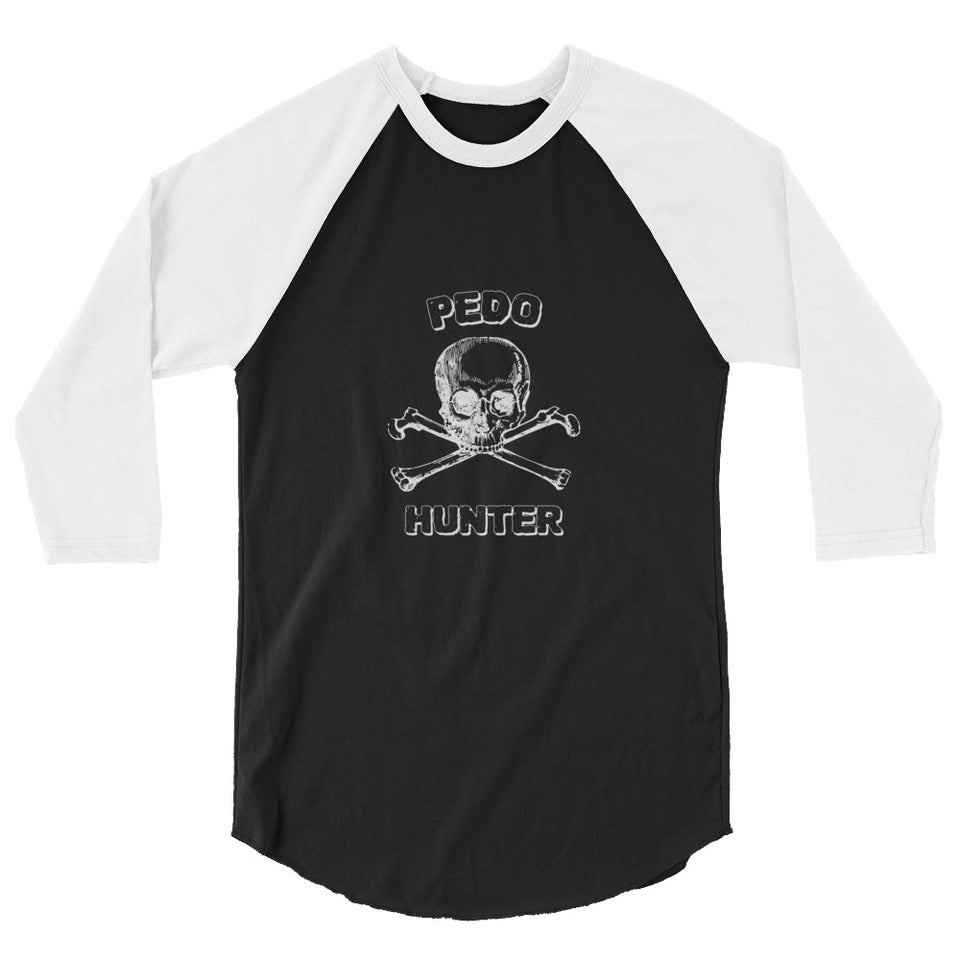 Pedo Hunter - Skull & Bones Graphic 3/4 sleeve raglan shirt