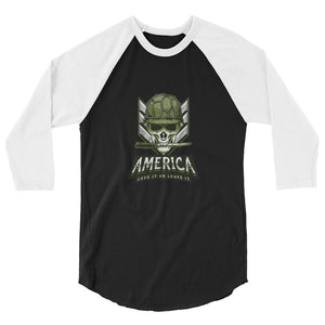 America - Love It or Leave It - Skull Troop Graphic Custom 3/4 sleeve raglan shirt