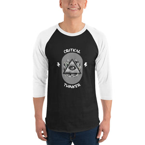Critical Thinker - All Seeing Eye Pyramid Graphic Custom 3/4 sleeve raglan shirt