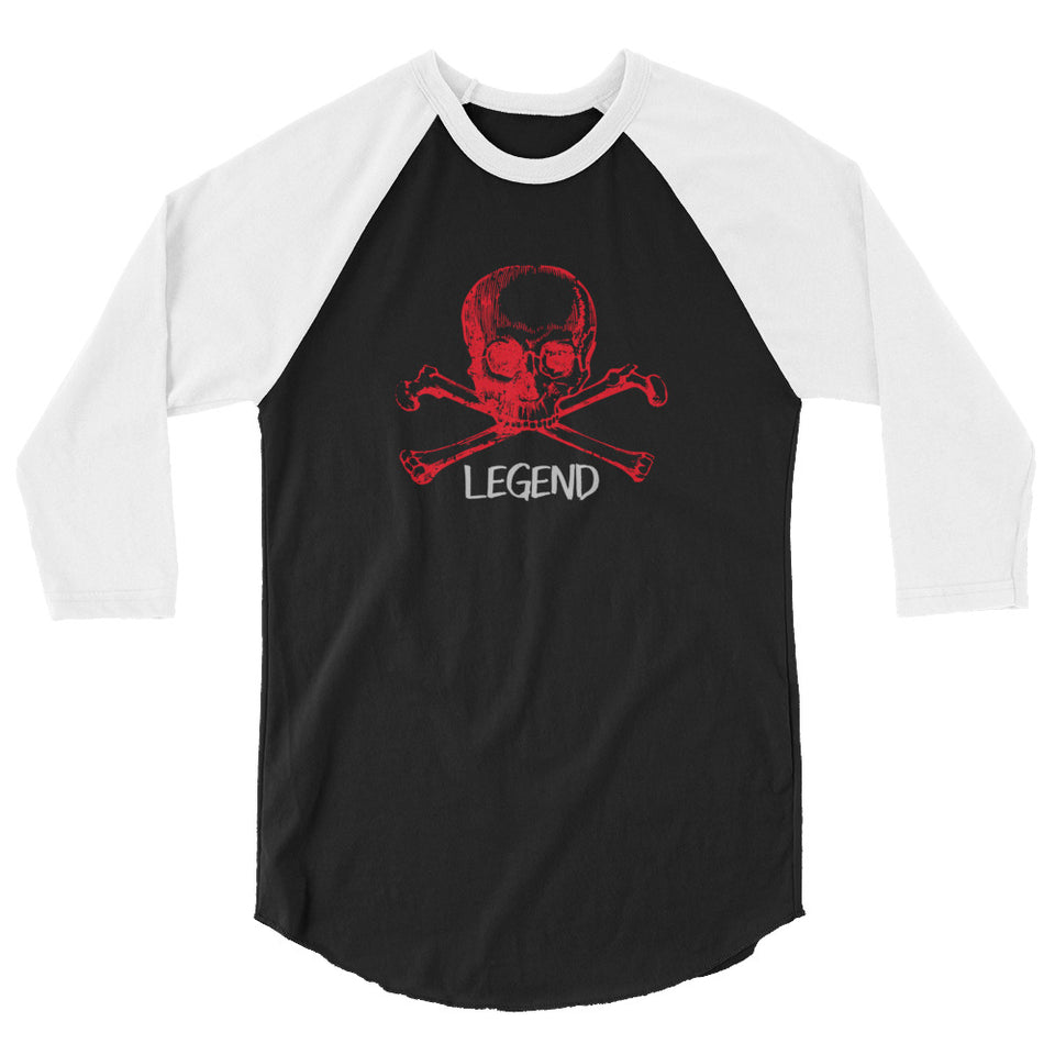 Legend Blood Red Skull & Crossbones Custom 3/4 sleeve raglan shirt