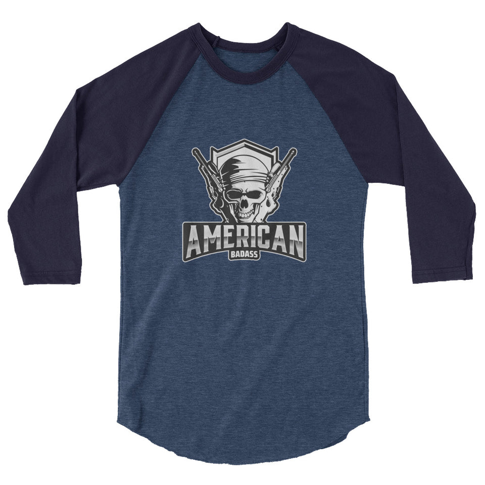 American Badass - Skull Graphic Custom 3/4 sleeve raglan shirt