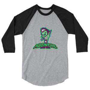 Absinthe - The Green Fairy Devil Graphic Custom 3/4 sleeve raglan shirt