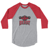Beast Mode - Beast Pumping Iron Graphic Custom 3/4 sleeve raglan shirt