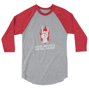 Make America Metal Again - Devil Horns Graphic 3/4 sleeve raglan shirt