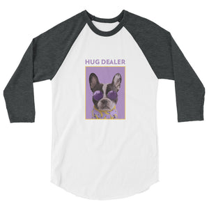 Hug Dealer - Cute Puppy Graphic Custom 3/4 sleeve raglan shirt