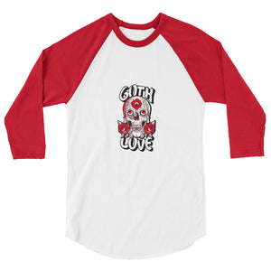 Goth Love - Skull & Roses Graphic Custom 3/4 sleeve raglan shirt