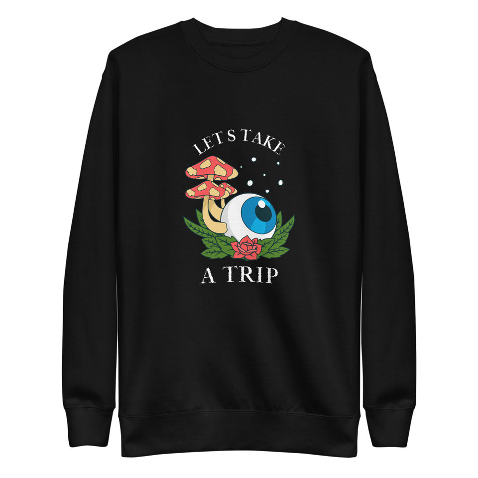 Let's Take A Trip - Shrooms & Eyeballs Graphic Custom Unisex Fleece Pullover