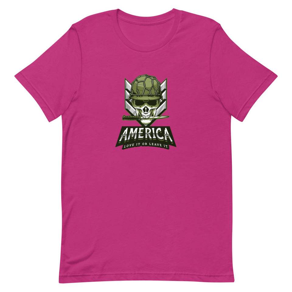 America - Love it or Leave it Skull Trooper Graphic Short-Sleeve Unisex T-Shirt
