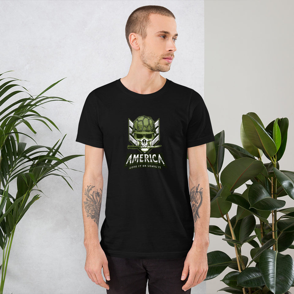 America - Love it or Leave it Skull Trooper Graphic Short-Sleeve Unisex T-Shirt