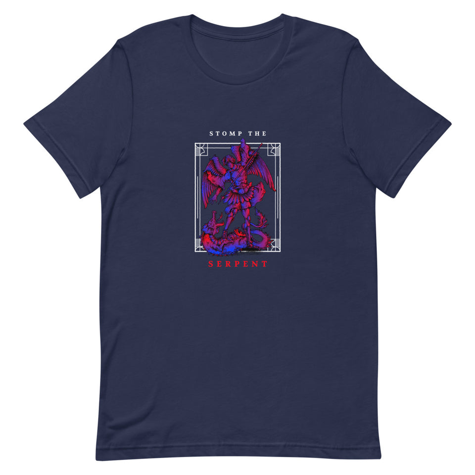 Stomp The Serpent Angel Spearing Dragon Logo Short-Sleeve Unisex T-Shirt