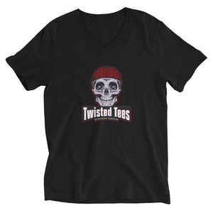 Twisted Tees Offensive Apparel Skull Brain Graphic Custom Unisex Short Sleeve V-Neck T-Shirt