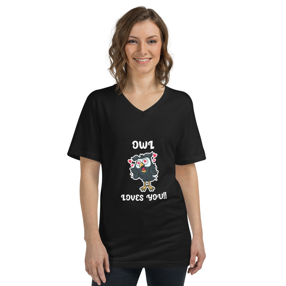 Owl Loves You Custom Unisex Short Sleeve V-Neck T-Shirt