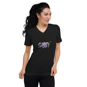 Sassy Splash Graphic Custom Unisex Short Sleeve V-Neck T-Shirt
