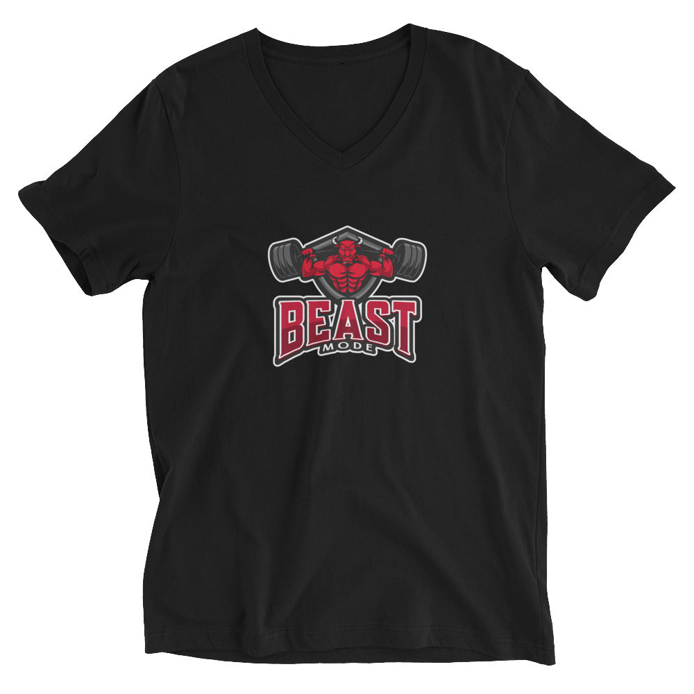 Beast Mode - Devil Pumping Iron Graphic Custom Unisex Short Sleeve V-Neck T-Shirt