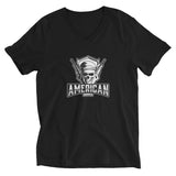 American Badass Skull w/ Rifles Custom Unisex Short Sleeve V-Neck T-Shirt