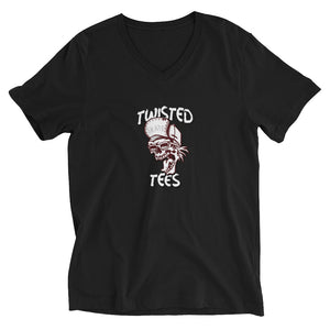 Twisted Tees Skater Skull Graphic Custom Unisex Short Sleeve V-Neck T-Shirt