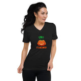 Smile It's Halloween Funny Jack-O-Lantern Custom Unisex Short Sleeve V-Neck T-Shirt