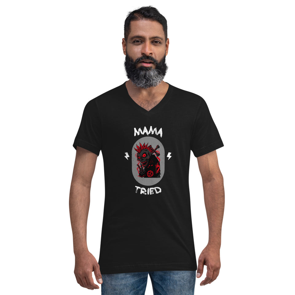 Mama Tried - Zombie Anarchist Graphic Unisex Short Sleeve V-Neck T-Shirt