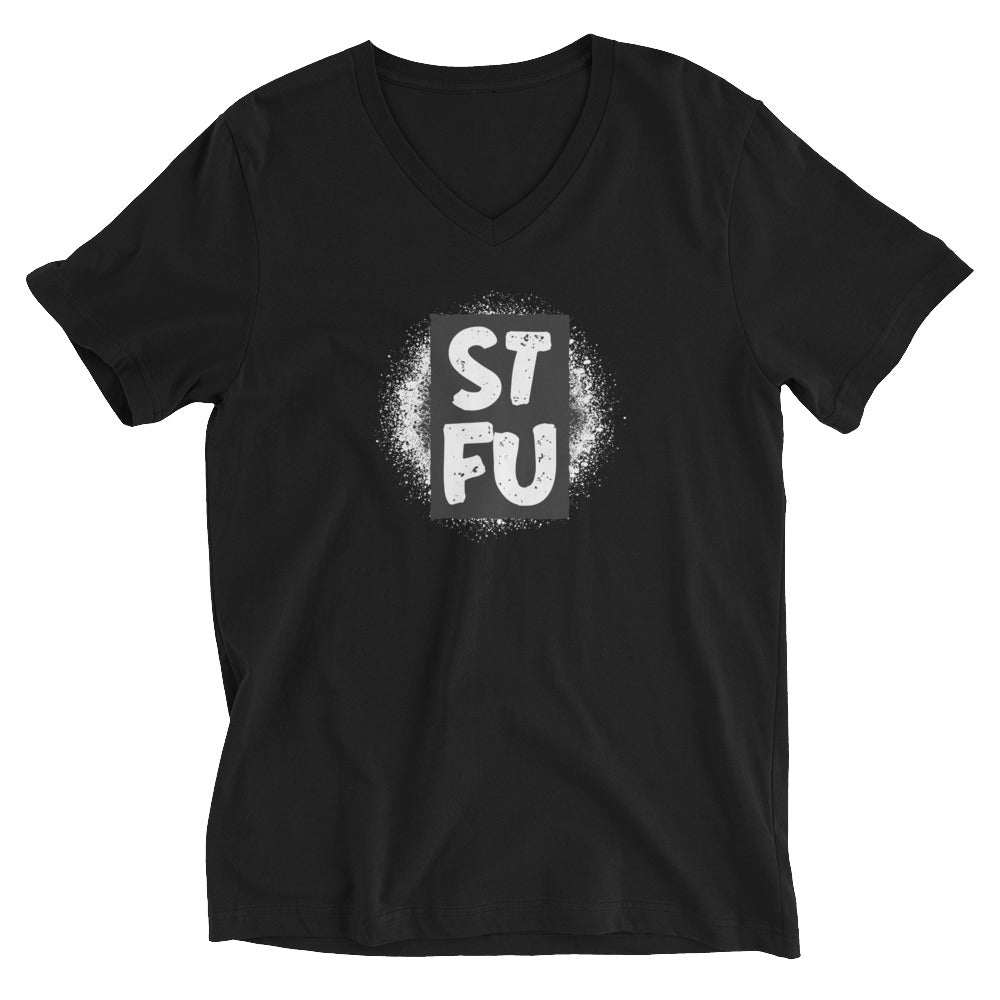 STFU Splatter Paint Custom Unisex Short Sleeve V-Neck T-Shirt