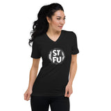 STFU Splatter Paint Custom Unisex Short Sleeve V-Neck T-Shirt