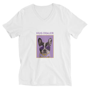 Hug Dealer /Cute Puppy Graphic Custom Unisex Short Sleeve V-Neck T-Shirt