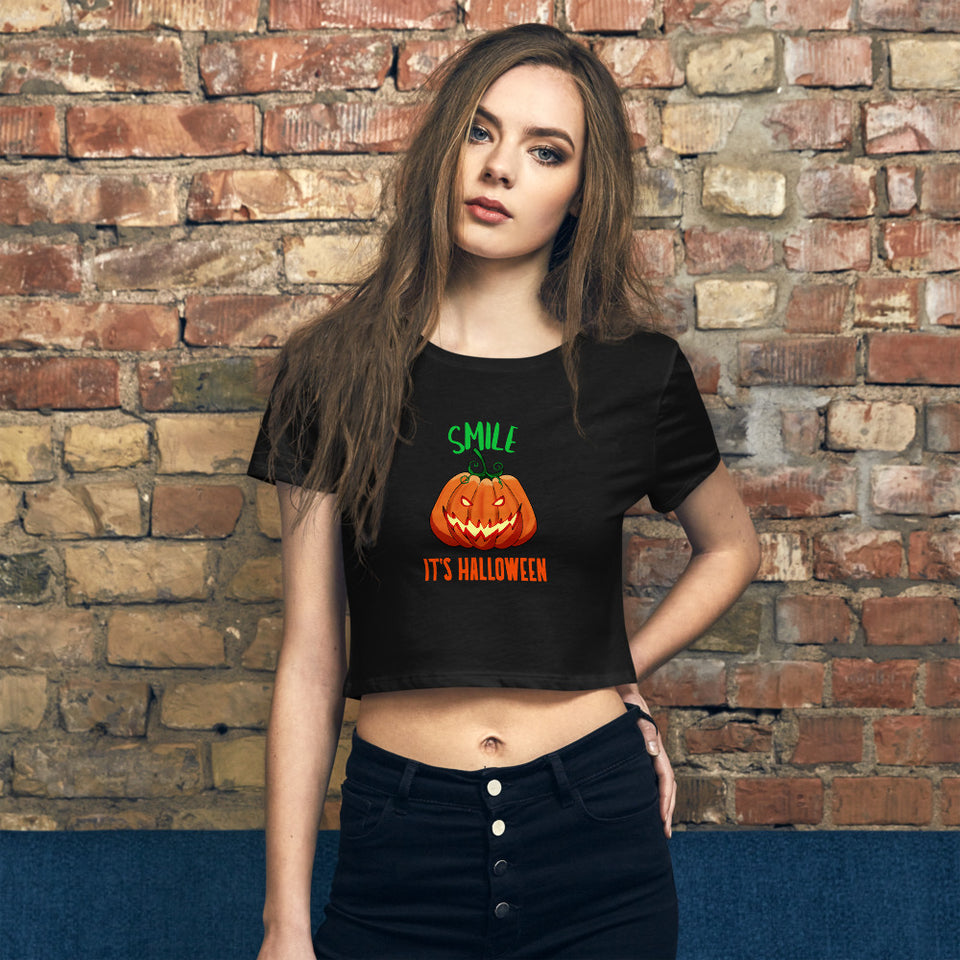 Smile It's Halloween Custom Exclusive Women’s Crop Tee