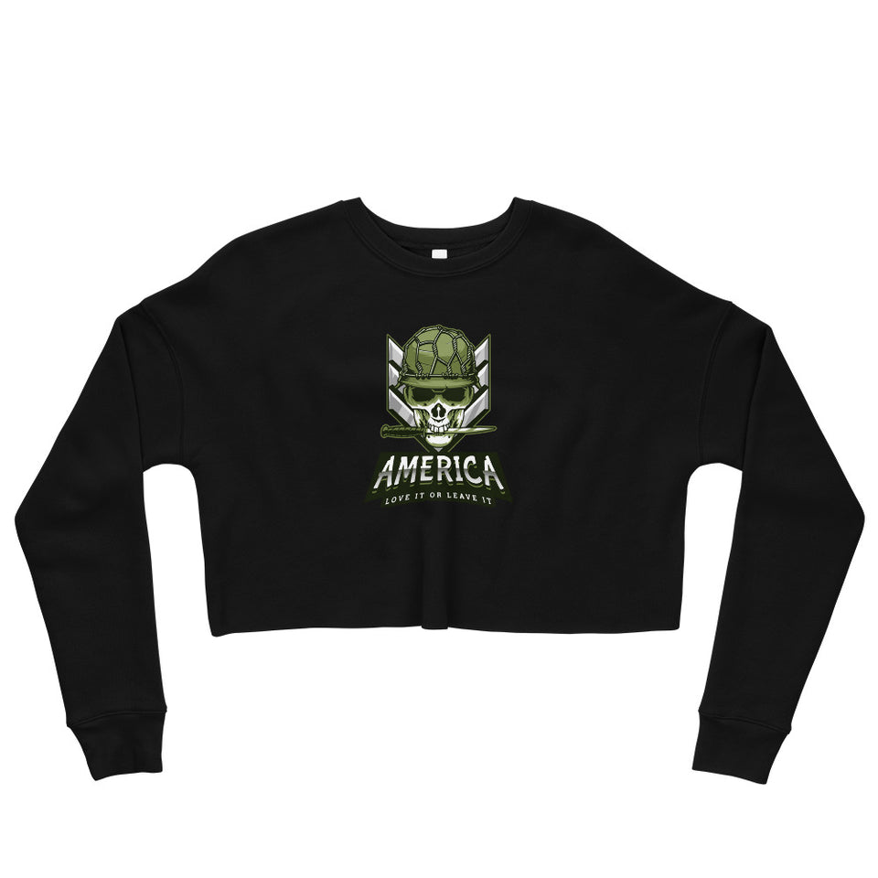 Patriotic Clothing Custom Crop Sweatshirt - America Love it or Leave it