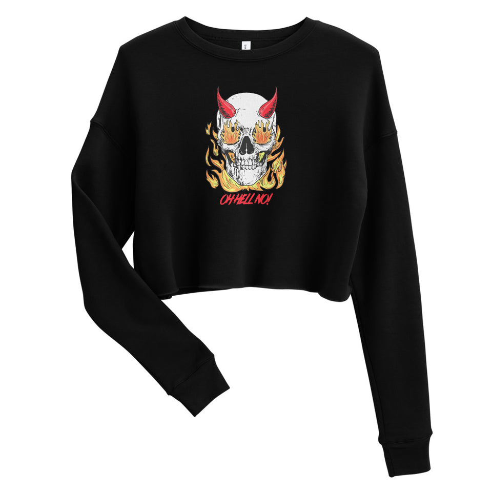 Flaming Skull w/Attitude Custom Crop Sweatshirt