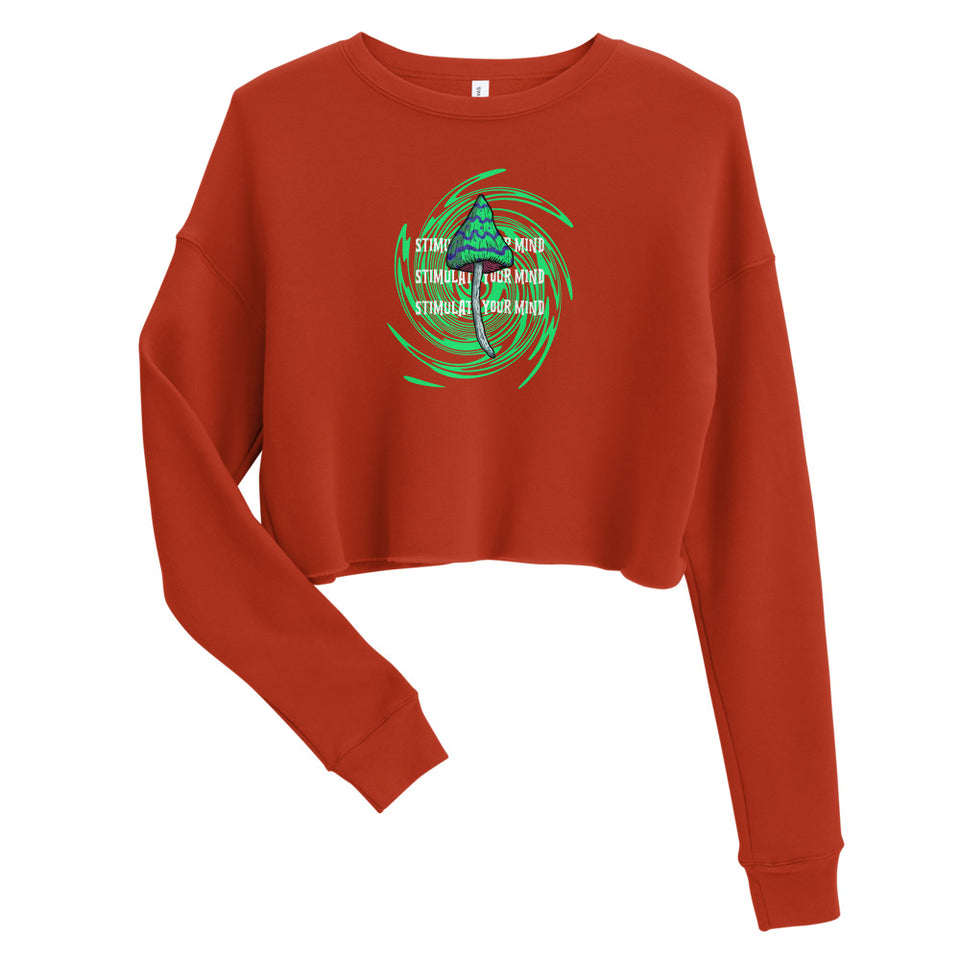 Stimulate Your Mind - Spiral Shroom Graphic Custom Crop Sweatshirt