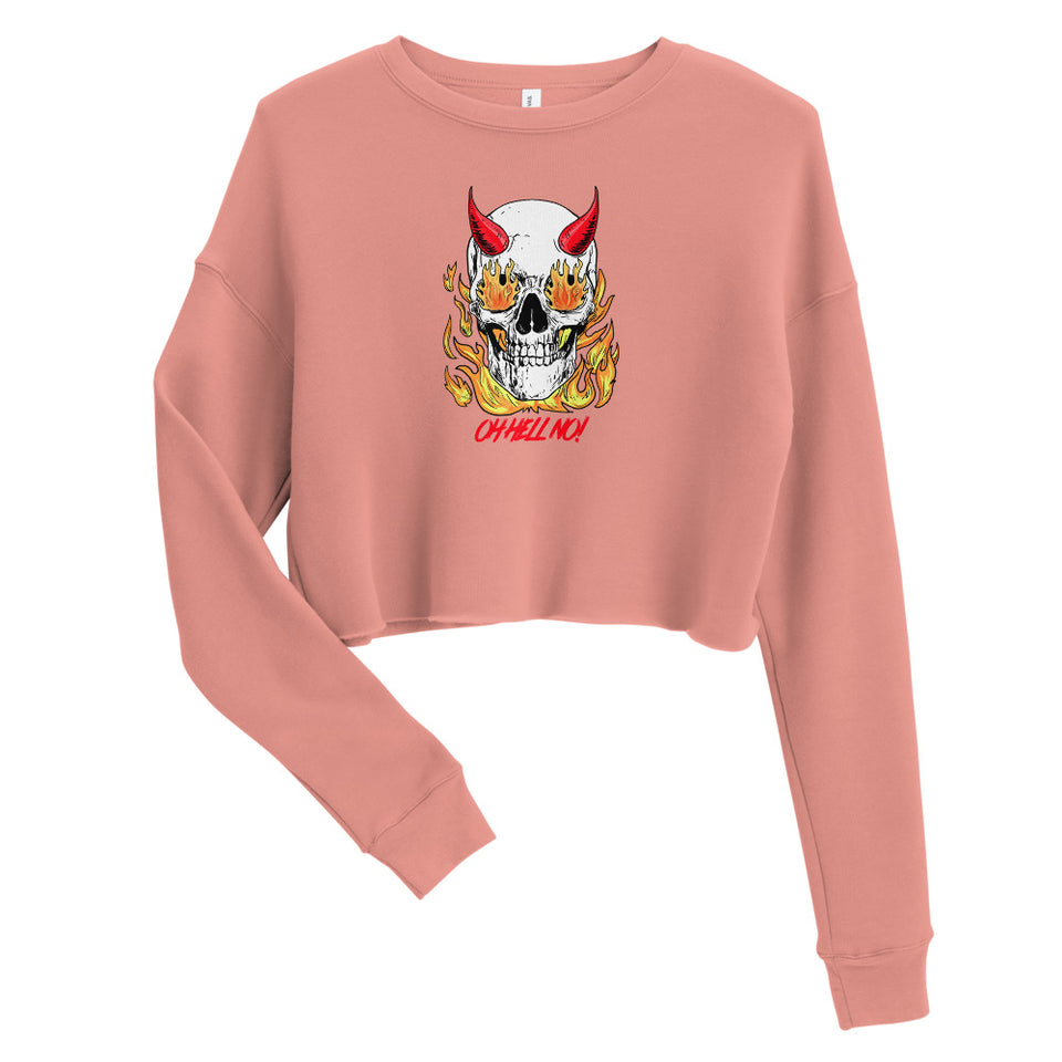 Flaming Skull w/Attitude Custom Crop Sweatshirt